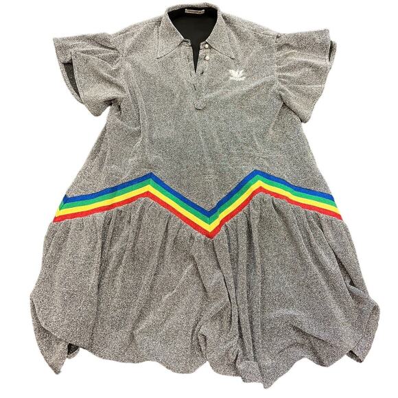 Gray Mini Dress with Rainbow Accents - Picture 1 of 7